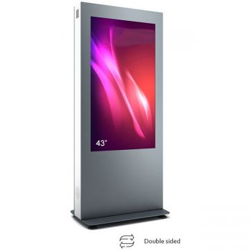 Kiosk Totem de interior cu doua fete B04 , B04V43N-SAB, pentru display 43'', inaltime 197cm, greutate 62kg, dim.715x1977x500mm