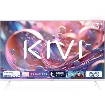 KIVI Televizor KIVI LED 43U760QW, 109 cm, Smart Android TV, 4K Ultra HD, Clasa F, Alb