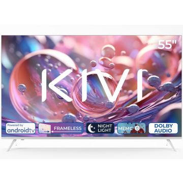 KIVI Televizor KIVI LED 55U760QW, 140 cm, Smart Android TV, 4K Ultra HD, Clasa G, Alb