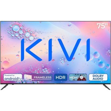 KIVI Televizor KIVI LED 75U760QB, 191 cm, Smart Android TV, 4K Ultra HD, Clasa F, Negru