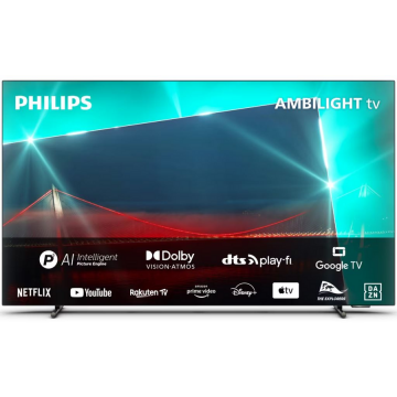 Philips Televizor Philips AMBILIGHT tv OLED 65OLED718, 164 cm, Google TV, 4K Ultra HD, 100 Hz, Clasa G (Model 2023)