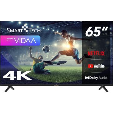 Smart Tech Televizor LED Smart Tech 65UV10V1, 164 cm, Ultra HD 4K, Smart TV VIDAA, WiFi, CI+, Negru