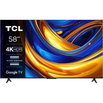 TCL Televizor TCL LED 58P655, 146 cm, Smart Google TV, 4K Ultra HD, Clasa E (Model 2024)