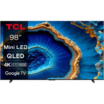 TCL Televizor TCL MiniLed 98C805, 248 cm, Smart Google TV, 4K Ultra HD, 100hz, Clasa G