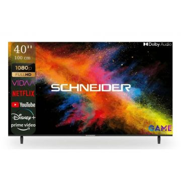 Televizor Smart SCHNEIDER Full HD DLED 40SC591K, 100 cm, Clasa E, Sistem VIDAA, Borderless, Negru