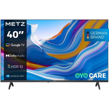 METZ Televizor METZ LED 40MTE6000, 100 cm, Smart Google TV, Full HD, Clasa E, Negru