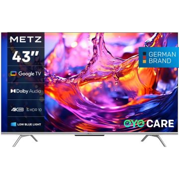 METZ Televizor METZ LED 43MUD7000, 109 cm, Smart Google TV, 4K Ultra HD, Clasa F, Negru