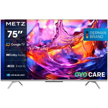 METZ Televizor METZ LED 75MUD7000, 189 cm, Smart Google TV, 4K Ultra HD, Clasa F, Negru