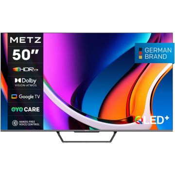 METZ Televizor METZ QLED 50MQD7500, 126 cm, Smart Google TV, 4K Ultra HD, Clasa F, Negru