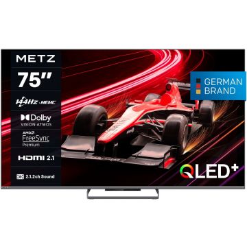 METZ Televizor METZ QLED 75MQE8000, 189 cm, Smart Google TV, 4K Ultra HD, 100 Hz, Clasa F, Negru