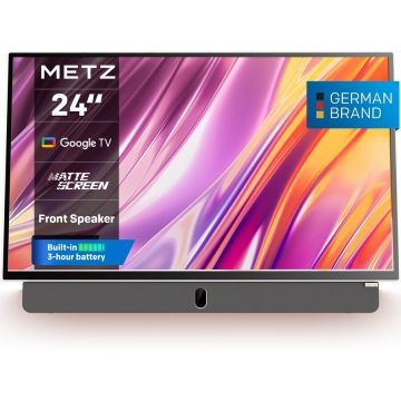 METZ Televizor portabil METZ LED 24MPE7000, 60 cm, Smart Google TV, 12V, Full HD, Clasa E, Alb