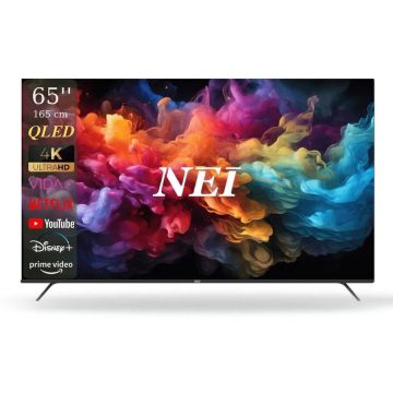 Nei Televizor Smart QLED NEI 65NE7901, 165 cm, 4K UHD, Clasa F, Borderless, Negru