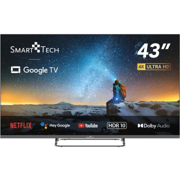 Smart Tech Televizor Smart Tech 43UG02V, 109 cm, UHD 4K Google TV, Wi-Fi, Bluetooth, Dolby Audio, Negru