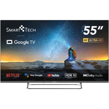 Smart Tech Televizor Smart Tech 55UG02V, 139 cm, UHD 4K Google TV, Wi-Fi, Bluetooth, Dolby Audio, Negru