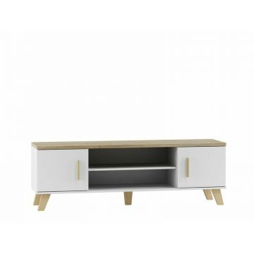 Cama MEBLE Comoda TV Cama Meble Lotta 160 2D2K, Alb-Bej Cama MEBLE Comoda TV Cama Meble Lotta 160 2D2K, Alb-Bej