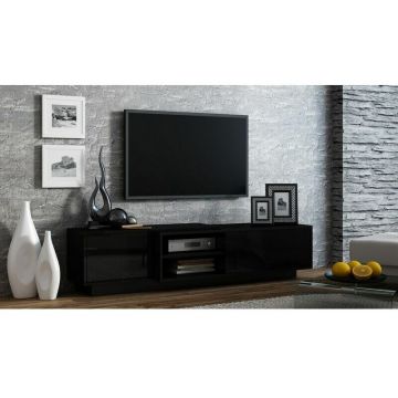 Cama MEBLE Comoda TV Cama Meble Sigma1 180, PAL-MDF, Negru Cama MEBLE Comoda TV Cama Meble Sigma1 180, PAL-MDF, Negru