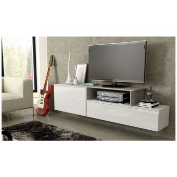 Cama MEBLE Comoda TV Cama Meble Sigma3 BI/BI+S, 40x180x52cm, Alb-Stejar Cama MEBLE Comoda TV Cama Meble Sigma3 BI/BI+S, 40x180x52cm, Alb-Stejar