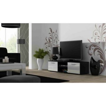 Cama MEBLE Comoda TV Cama Meble Soho 140, Negru-Alb lucios Cama MEBLE Comoda TV Cama Meble Soho 140, Negru-Alb lucios