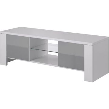Cama MEBLE Comoda TV Cama Meble West, 42/130/42 cm, Alb-Gri lucios Cama MEBLE Comoda TV Cama Meble West, 42/130/42 cm, Alb-Gri lucios