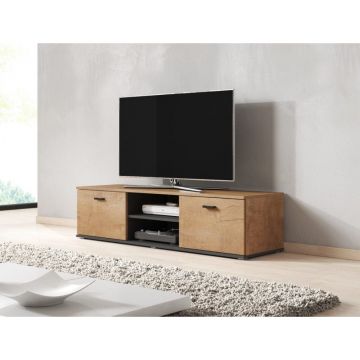 Cama MEBLE Comoda TV din pal si MDF, Cama Meble SOHO 140, Soho Stejar / Negru Cama MEBLE Comoda TV din pal si MDF, Cama Meble SOHO 140, Soho Stejar / Negru