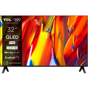 TCL Televizor Smart QLED TCL 32V5C, 80 cm, Full HD, Android TV, Dolby Audio, Negru, Clasa F, Negru TCL Televizor Smart QLED TCL 32V5C, 80 cm, Full HD, Android TV, Dolby Audio, Negru, Clasa F, Negru