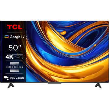 TCL Televizor TCL LED 50P655, 126 cm, Smart Google TV, 4K Ultra HD, Clasa F (Model 2024), Negru